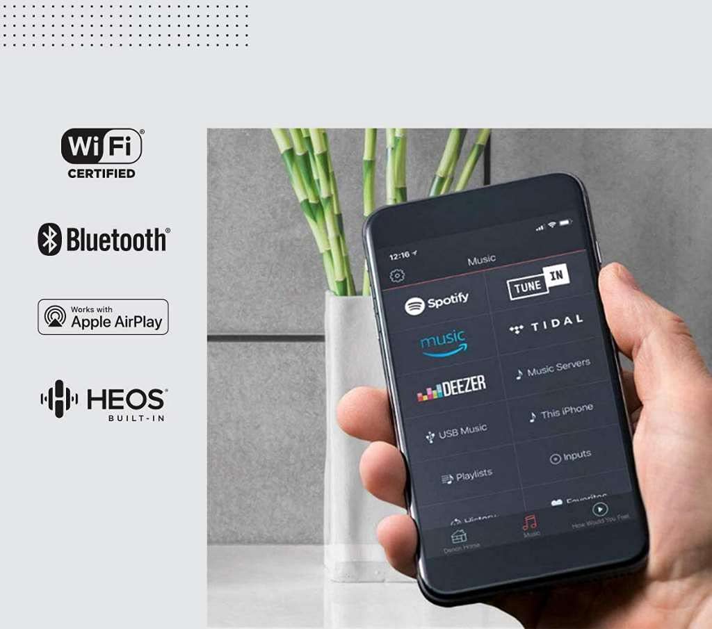 Denon Home 350 Altavoz Inteligente inalámbrico – Potente Sonido estéreo, Wi-Fi y Bluetooth, HEOS Integrado, Alexa Incorporado, Siri & AirPlay 2, Spotify Connect, Soporte multihabitación, Blanco