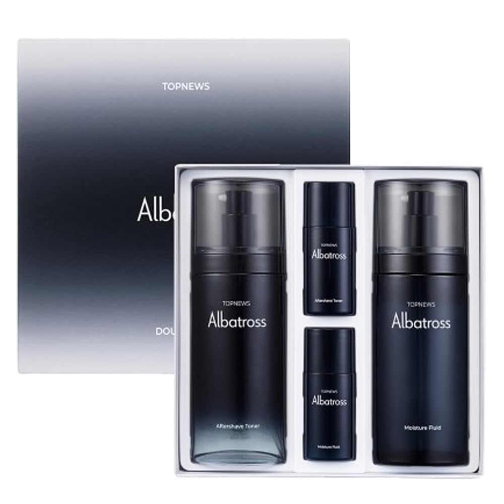 CHARMZONE Albatross Skincare for Men - Juego de tóner y emulsión para después del afeitado, juego de regalo nutritivo hidratante e hidratante con muestras de tamaño de viaje