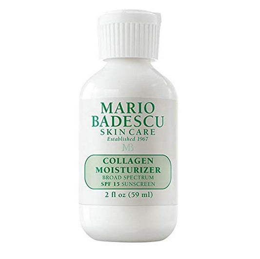 Mario Badescu Hidratante facial de colágeno para mujeres y hombres con SPF 15 para piel mixta y sensible, crema facial hidratante diurna con colágeno y aceite de semilla de algodón, 59 ml