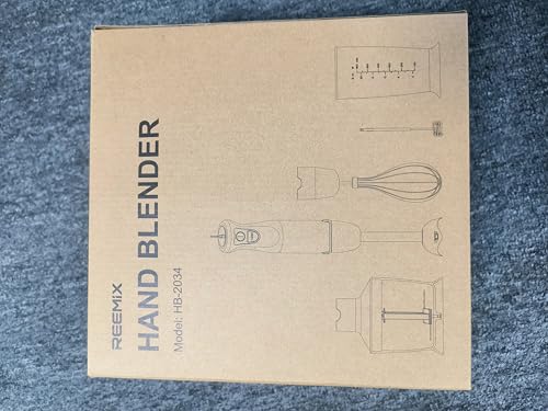 Licuadora de inmersión manual 5 en 1, de mano de 1000 W, con motor de cobre, barra de hoja de acero inoxidable, vaso de mezcla, procesador de alimentos, batidor, espumador de leche para batidos, puré