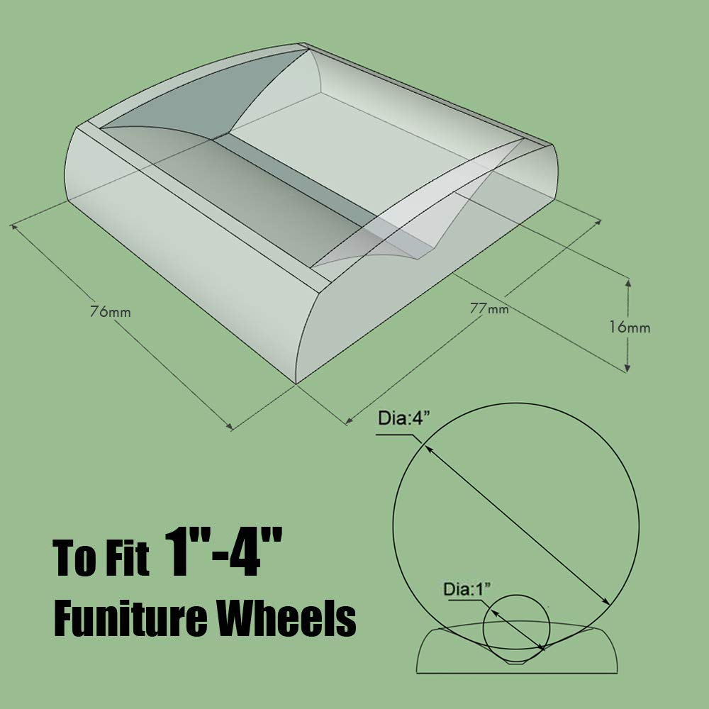 WELLGO - Tapones de cama y tazas de muebles de 3 x 3 pulgadas, paquete de 4 tapones de silicona de alta calidad para todas las ruedas de muebles, sillas de sofá cama, hechas de silicona sólida que