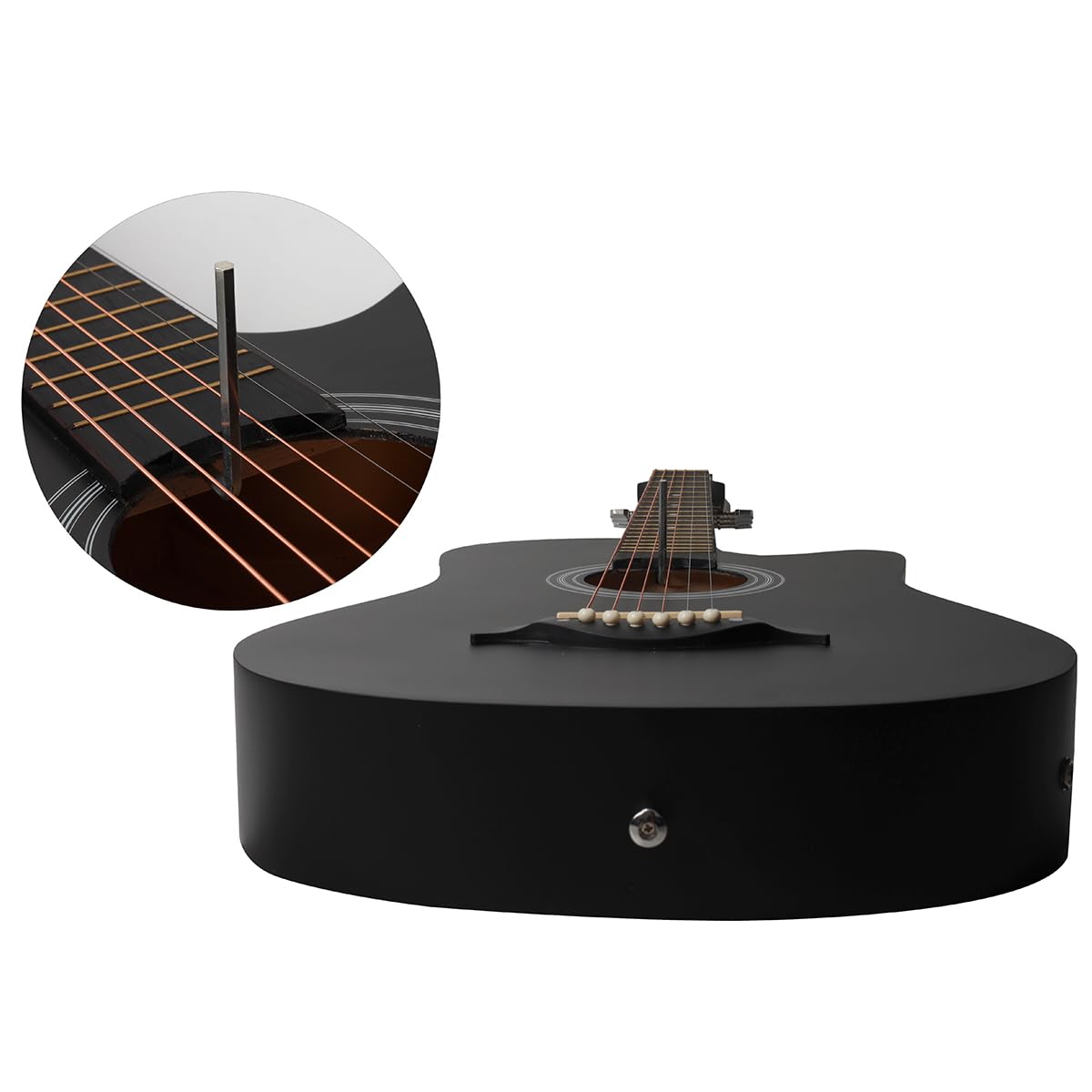 38 inch Electroacústica Guitarra Guitarra acustica con Afinadores,Correas,Cuerdas para Instrumentos,Plumillas,Cable amplificador guitarra,soul,Fundas para Guitarras 3/4(Black2)