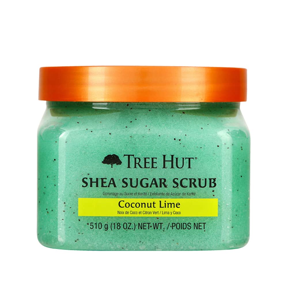 TREE HUT, Coconut Lime Shea Sugar Scrub, Exfoliante Corporal de Azúcar Natural con Manteca de Karité y Esencia de Lima y Coco, Exfolia e Hidrata la Piel, 510 gramos