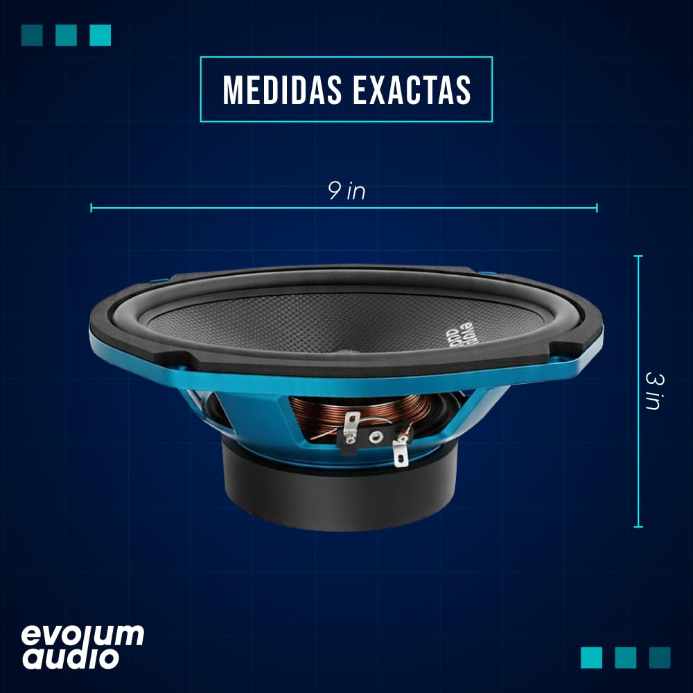 Evolum Audio - Kit Bocinas 2 Vías - Sonido Claro y Potente - Potencia RMS de 150 W - Gran Volumen y Claridad sin Distorsión - Fácil Instalación & Amplia Compatibilidad - Modelo Coaxial (6x9 in)