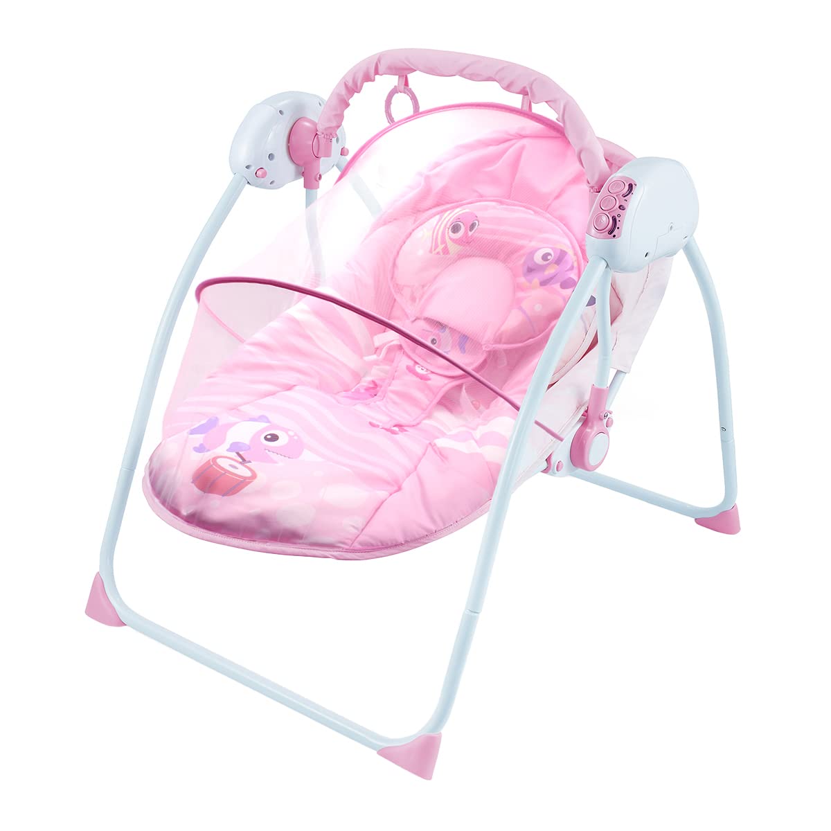 Silla Mecedora Eléctrica Raganet Rosa con Columpio a Control Remoto y Música para Bebés