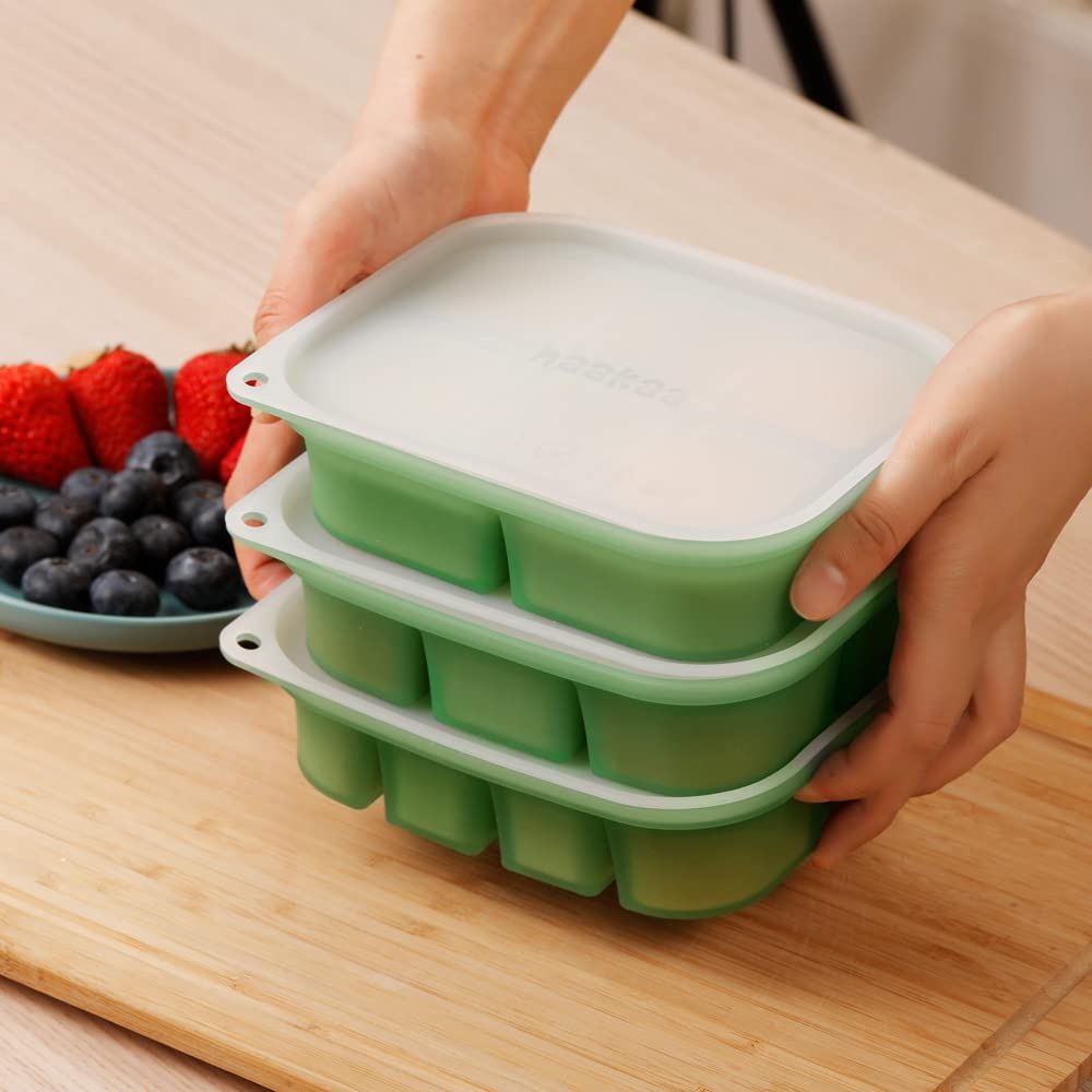 haakaa Bandeja de silicona para alimentos para bebés, 4 meses + bebé niño, Molde de comida casera para bebés, Bandeja congeladora de alimentos frescos para bebés, Bandeja de cubitos de hielo