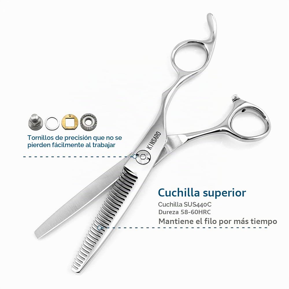 KINSARO Tijeras De Adelgazamiento Para Hombres, Tijeras De Corte De Pelo De 6 Pulgadas, Tijeras De Adelgazamiento Para Peluquería O Uso Doméstico