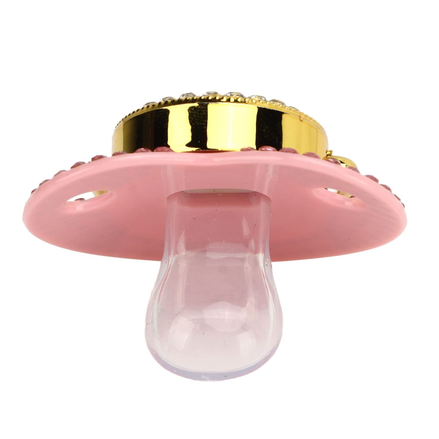 Chupete de bebé Dorado, 26 Letras Juego de Clip de Chupete Personalizado Diamantes de Imitación Cubiertos Diseño Curvo Chupete de bebé Chupete de Silicona para Alimentación de (Letra h)