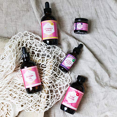 Vitamin E Jojoba Oil by Leven Rose 100% Pure Organic All Natural Face, Dry Skin & Body Moisturizer Treatment, Hair & Nail Growth Oil, Pure Makeup Remover, Acne Cleansing Oil Large 4 oz