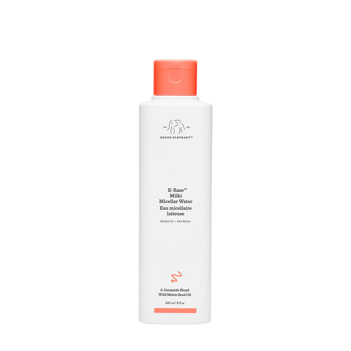 Drunk Elephant E-Rase Milki Agua Micelar - Fórmula ultra suave para quitar suavemente el maquillaje y las bacterias. (8 oz)