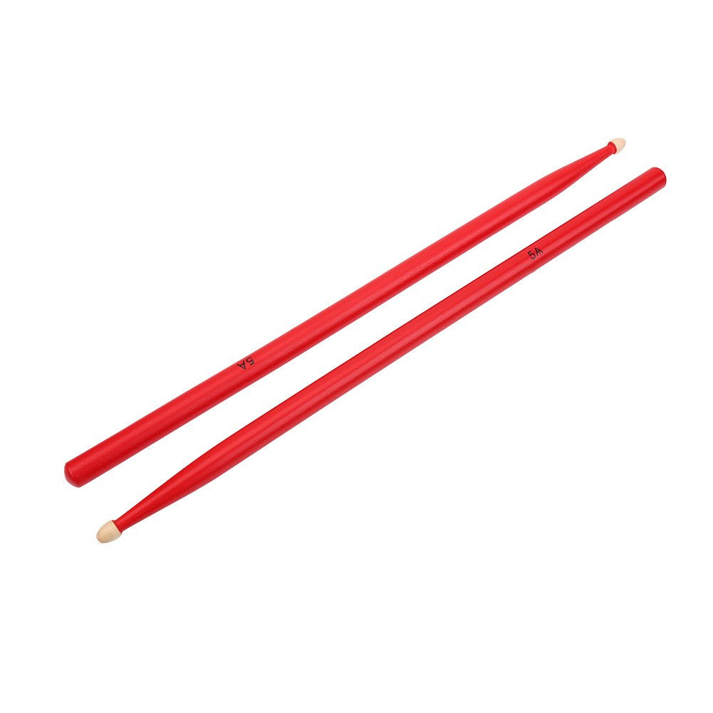 1 par de Baquetas de Tambor Baquetas de Arce 5A de batería clásicas Rojas(Rojo)