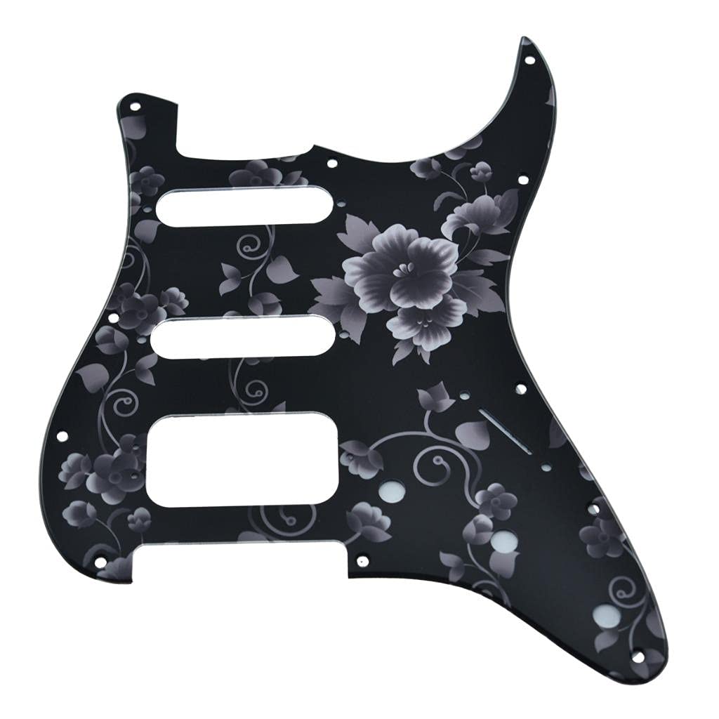 Dopro Golpeador de guitarra Strat HSS de 11 agujeros, 3 tripulaciones Humbucking para guitarra American FD Stratocaster patrón de flores