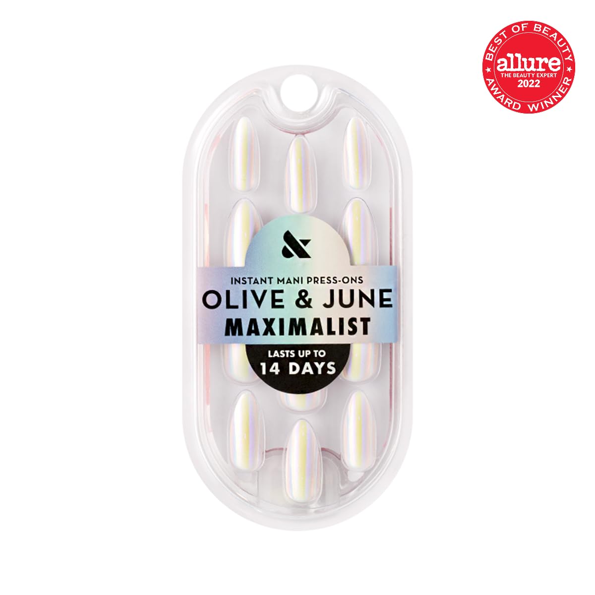 Olive & June Uñas postizas Maximalist Instant Mani (con pegamento) | 42 uñas postizas, 21 tamaños | No tóxicas, de larga duración, grandes, llamativas, de aspecto realista | Calidad de salón |