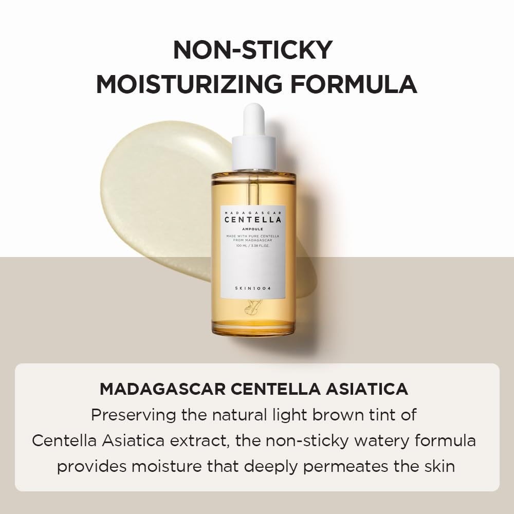 Skin1004 Madagascar Centella Asiatica 100 Ampoule (100ml or 3.38 floz) - Facial Serum - 100% Centella Asiatica Extract - for soothing sensitive and acne-prone skin