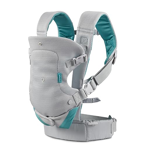 Infantino Flip 4-in-1 Light & Airy Convertible Carrier - Breathable, 4 Positions, Lumbar Support, Adjustable Waist Belt, Head Support, Ergonomic Seat, Adjustable Waistband, Plush Straps