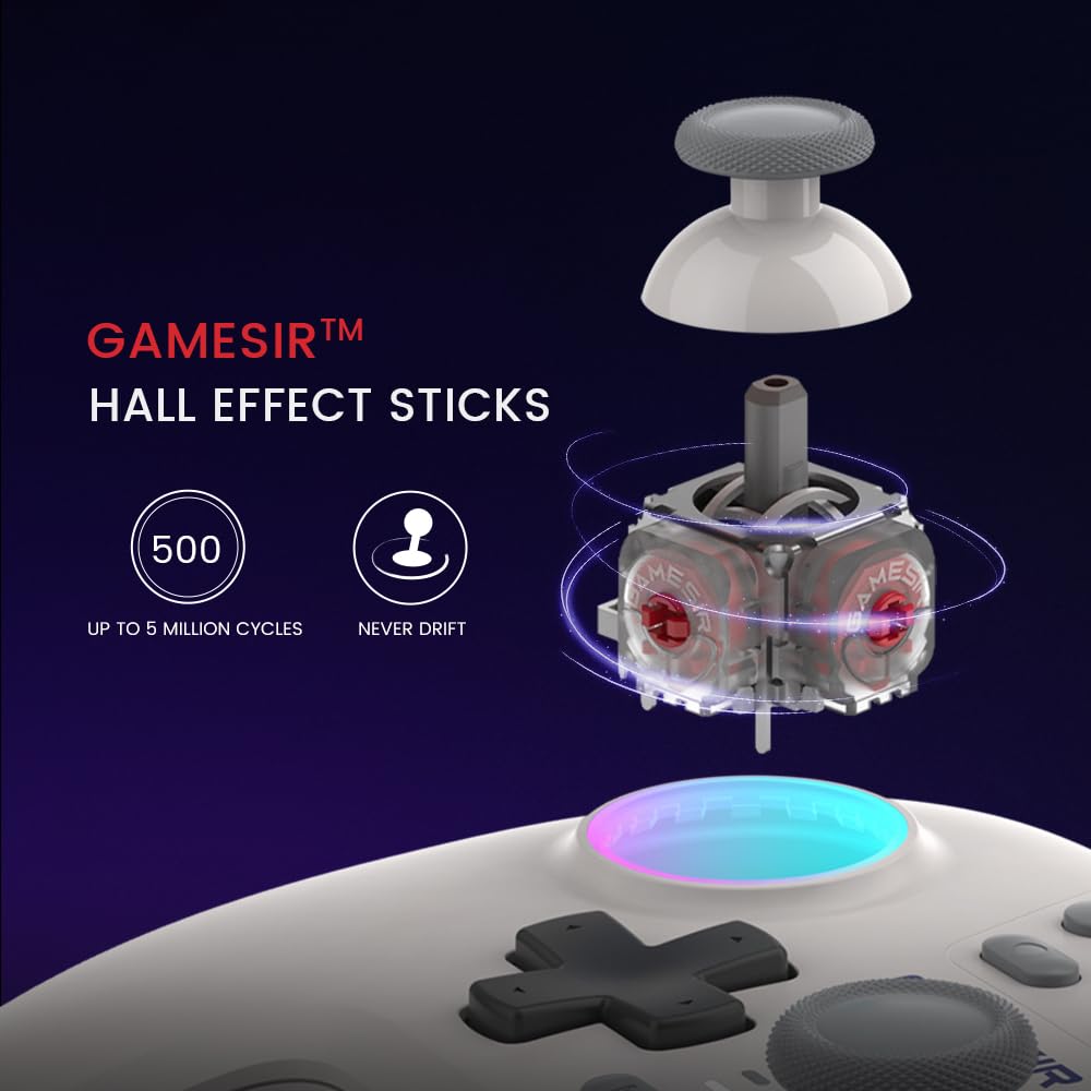 GameSir Nova - Controlador inalámbrico Pro para interruptor/Lite/OLED, Controladores de interruptor con efecto Hall JoySticks, LED RGB, recargable de 1200 mAh, turbo, programable, control de