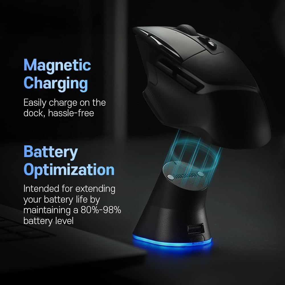 Base de carga RGB para mouse Logitech G PRO X Superlight DEX/2/1, G502, G502 X Plus, G502 X Lightspeed, G703, G703 Hero, G903, G PRO Wireless - Sistema de carga Powerplay para ratones de computadora