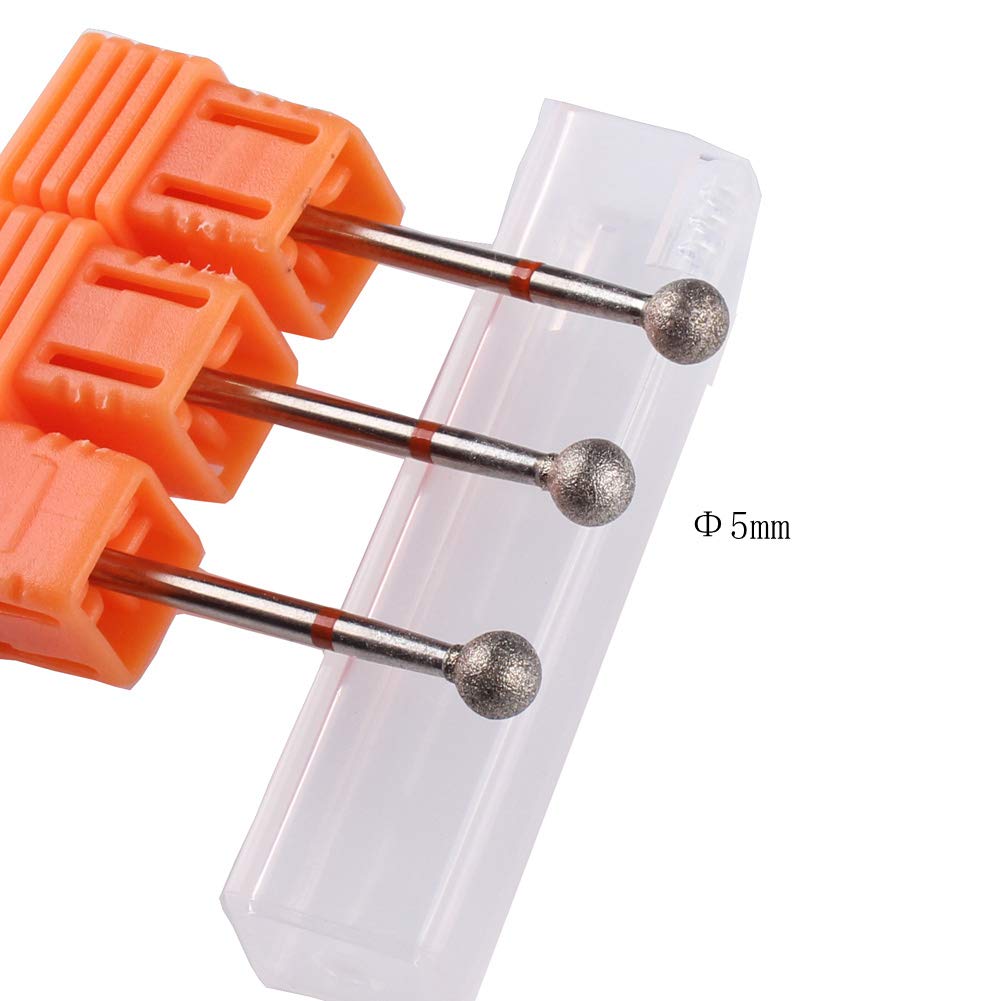 MZCMSL 3 brocas de punta de bola de 5 mm, brocas de diamante para manicura y pedicura