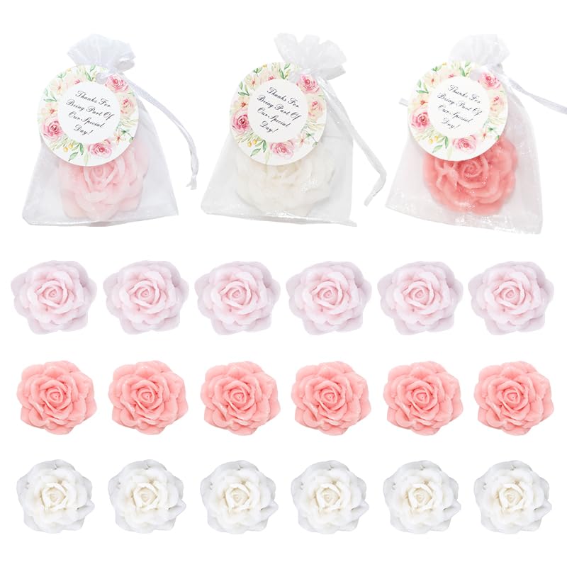Juego de 21 jabones de rosas pequeñas, paquete de mini jabones de flores, hechos a mano, regalo de regalo a granel, boda, fiesta, regalos de despedida, regalo de bienvenida, regalo de agradecimiento