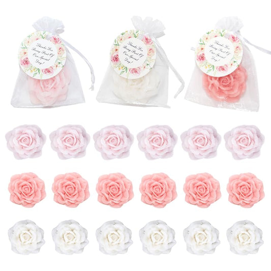 Juego de 21 jabones de rosas pequeñas, paquete de mini jabones de flores, hechos a mano, regalo de regalo a granel, boda, fiesta, regalos de despedida, regalo de bienvenida, regalo de agradecimiento
