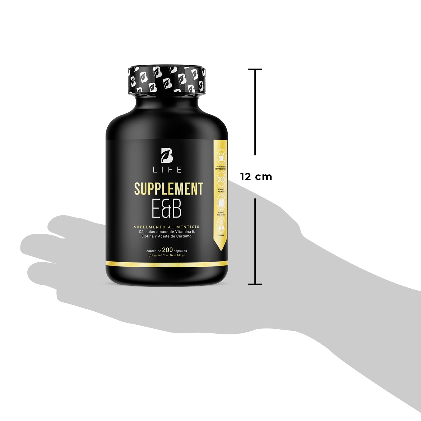 B Life Company Vitamina E + Biotina de 200 Cápsulas. Ingredientes naturales. Supplement E&B.