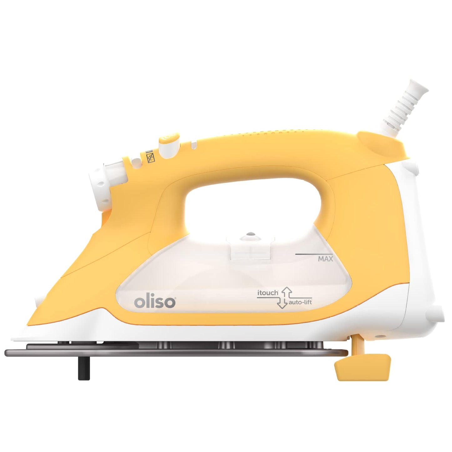 Plancha de Vapor Oliso Amarilla con Elevación Automática y Suela de Cerámica de Diamante para Ropa y Costura