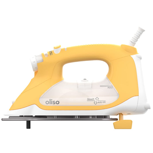 Plancha de Vapor Oliso Amarilla con Elevación Automática y Suela de Cerámica de Diamante para Ropa y Costura