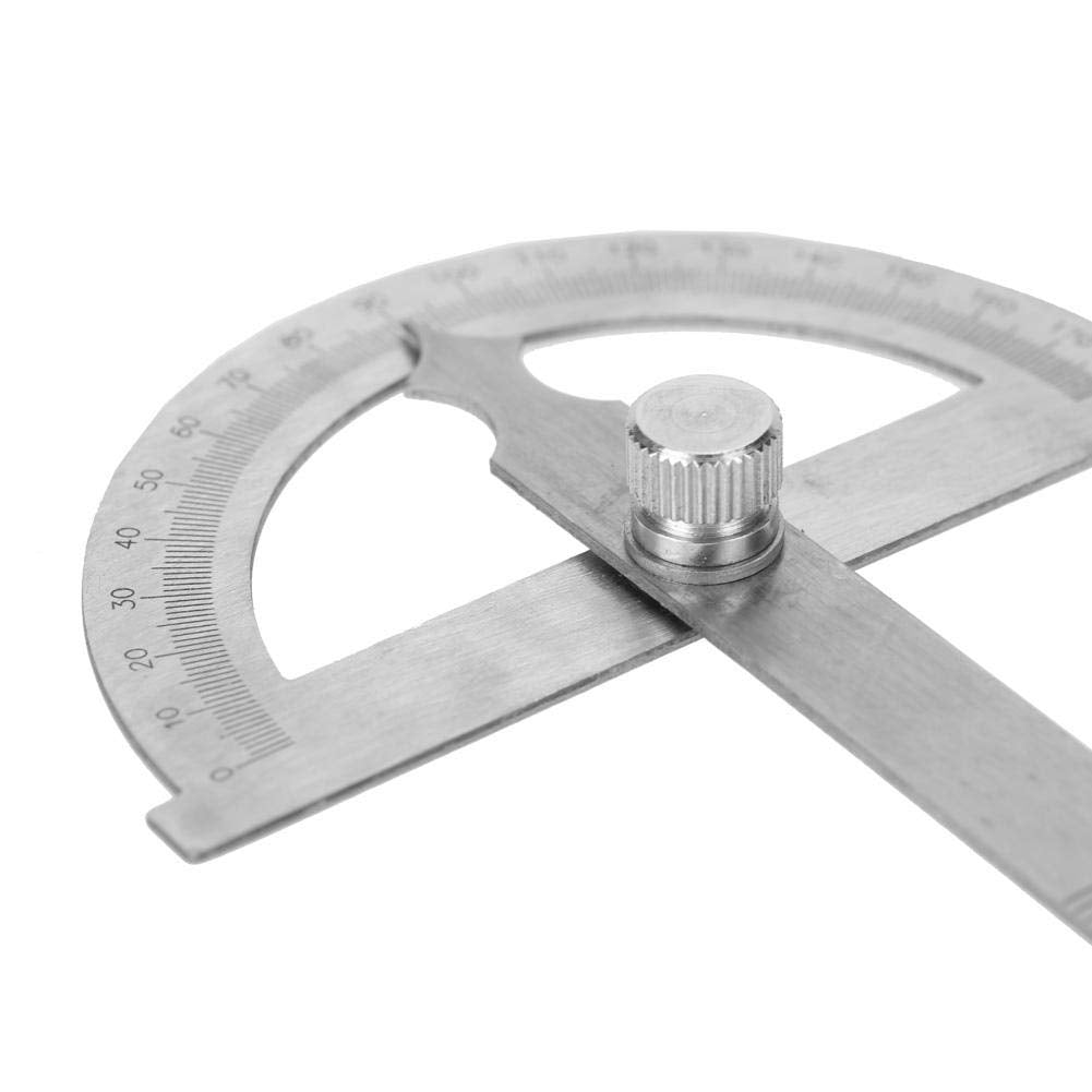 Regla de Transportador de Acero Inoxidable 0-180 Grados Goniómetro 15 cm Indicador de ángulo 80 x 120mm