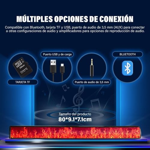 Barra de Sonido AEK CYBER Negra con Panel led y Bocina Bluetooth
