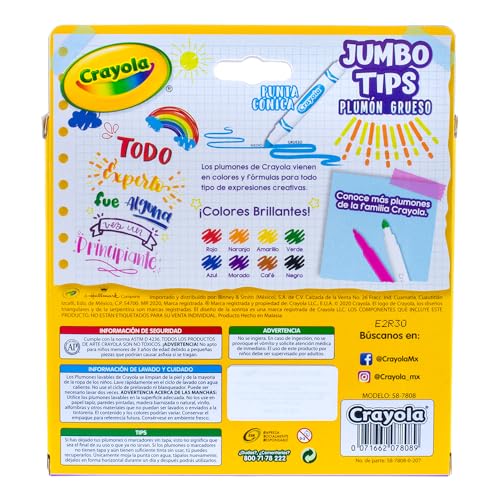 CRAYOLA 8 Plumones Gruesos Lavables