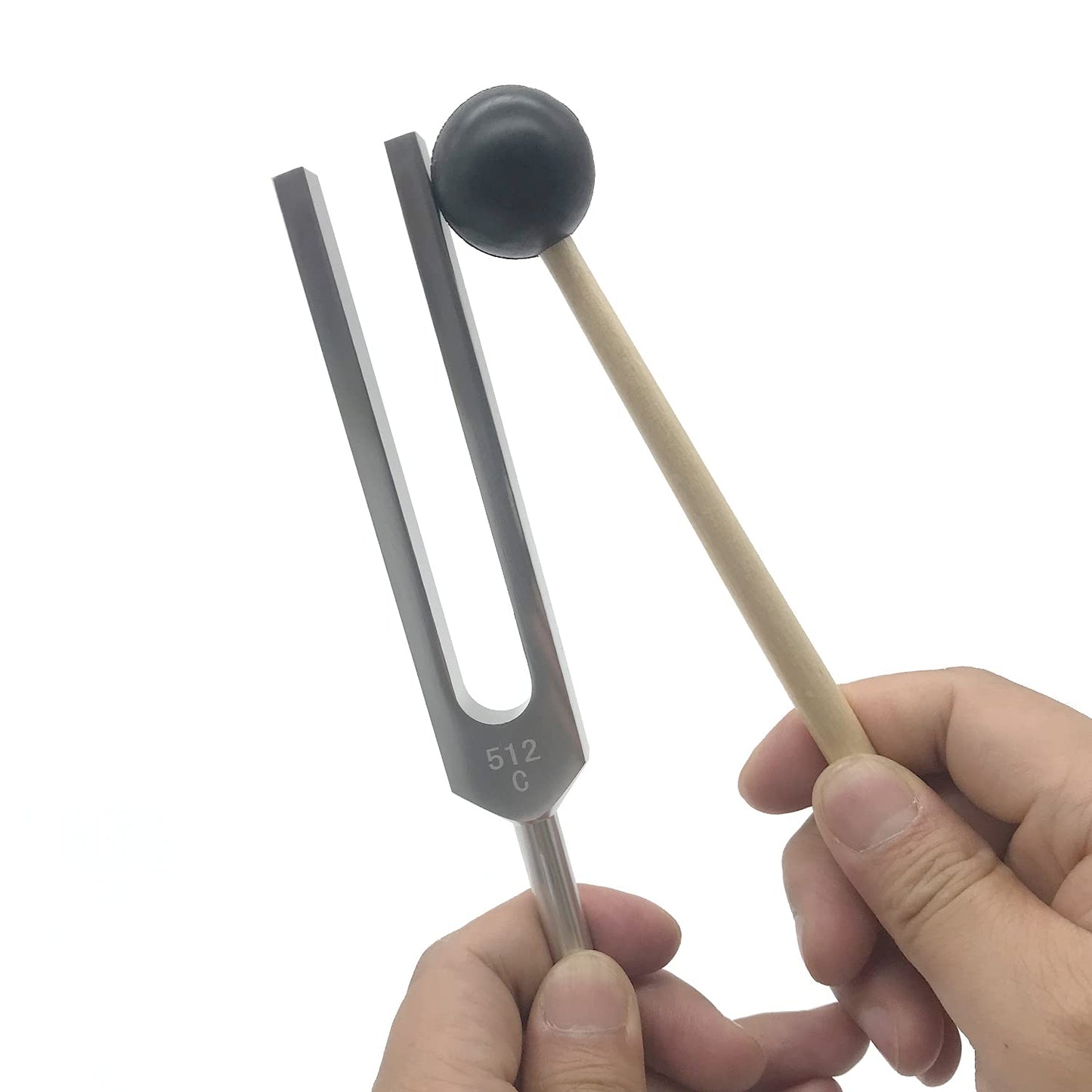 Horquilla de afinación de grado médico 512C Hz con martillo de silicona y bolsa de almacenamiento, instrumento profesional de aleación de aluminio para reparación de ADN, horquillas de afinación curativa de sonido (512C Hz, plata)