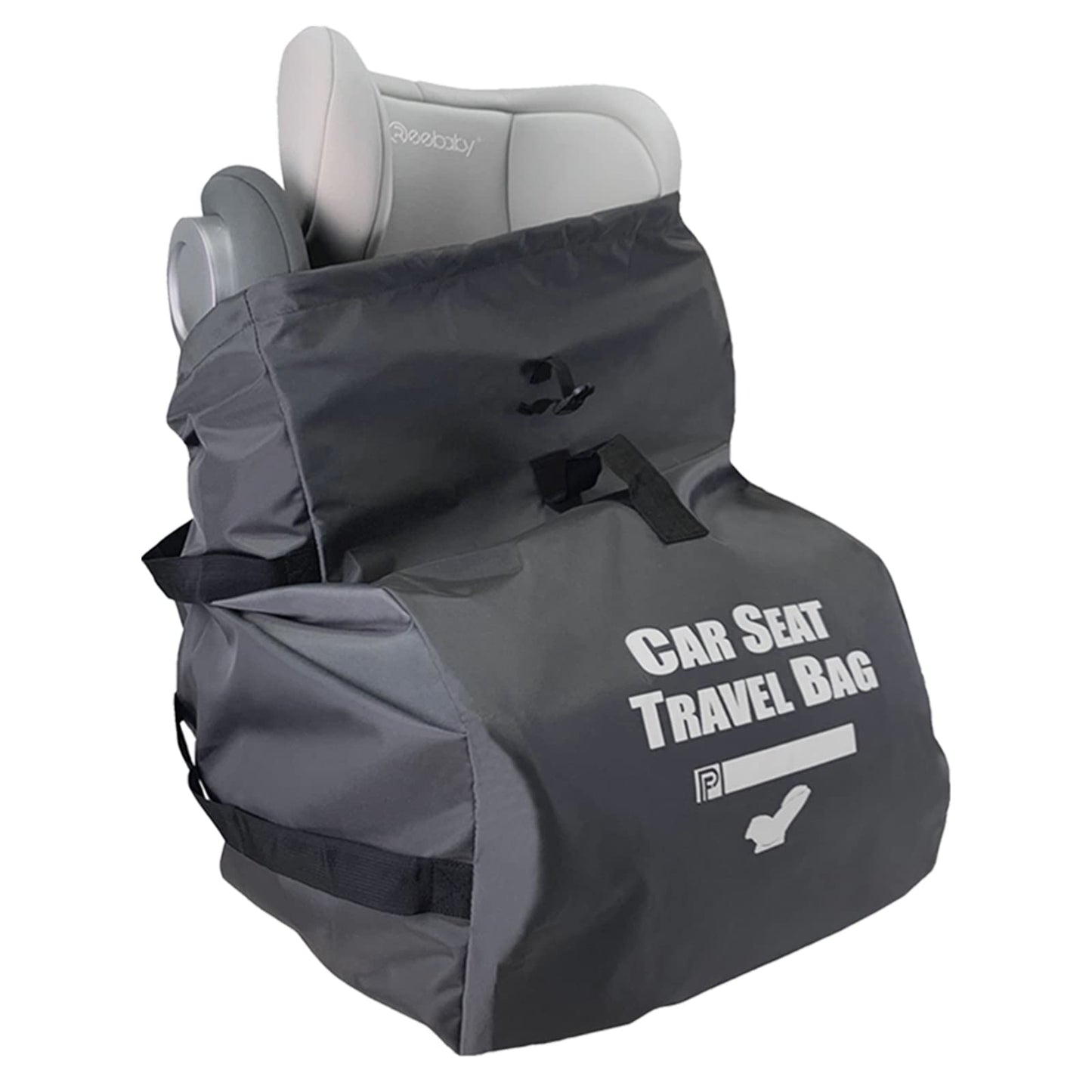 Bolsa de viaje para asiento de coche para viajes en avión, coche, puerta, mochila, gris