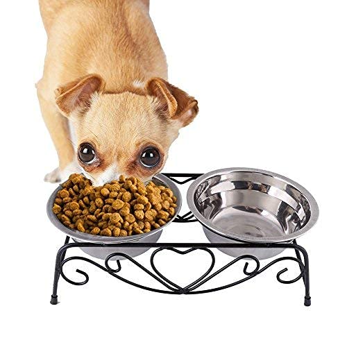 Cuencos para Mascotas Yosoo Acero Inoxidable Soporte Retro Dobles para Perros y Gatos