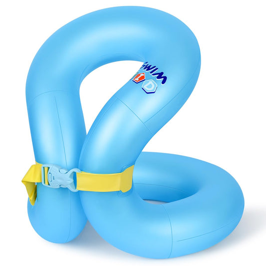 Hyfoo Chalecos de Seguridad inflables para Nadar con Anillo de natación, Azul, M(Weight:52-90lbs)