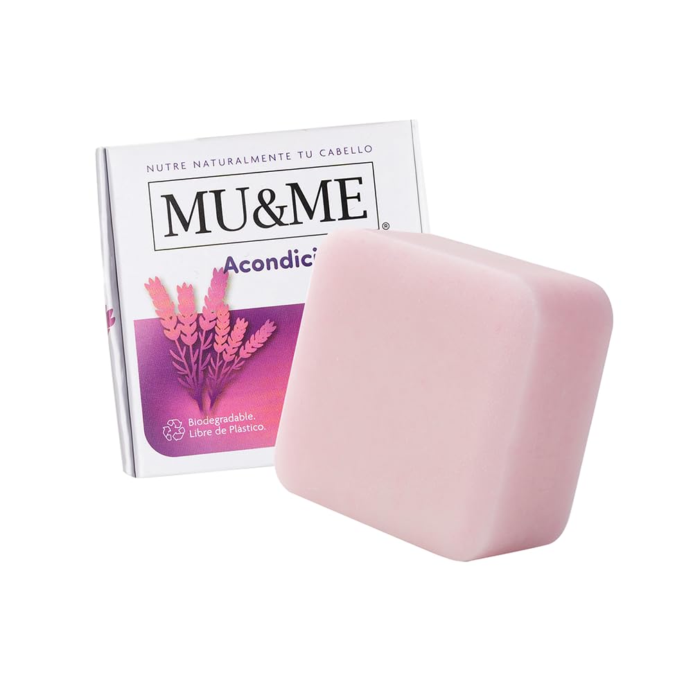 MU&ME Acondicionador Solido para el Crecimiento y Contol Caída - Acondicionador Sin Sulfatos y Parabenos con Lavanda para el Cabello - Hecho en Mexico (Lavanda) (140gr)