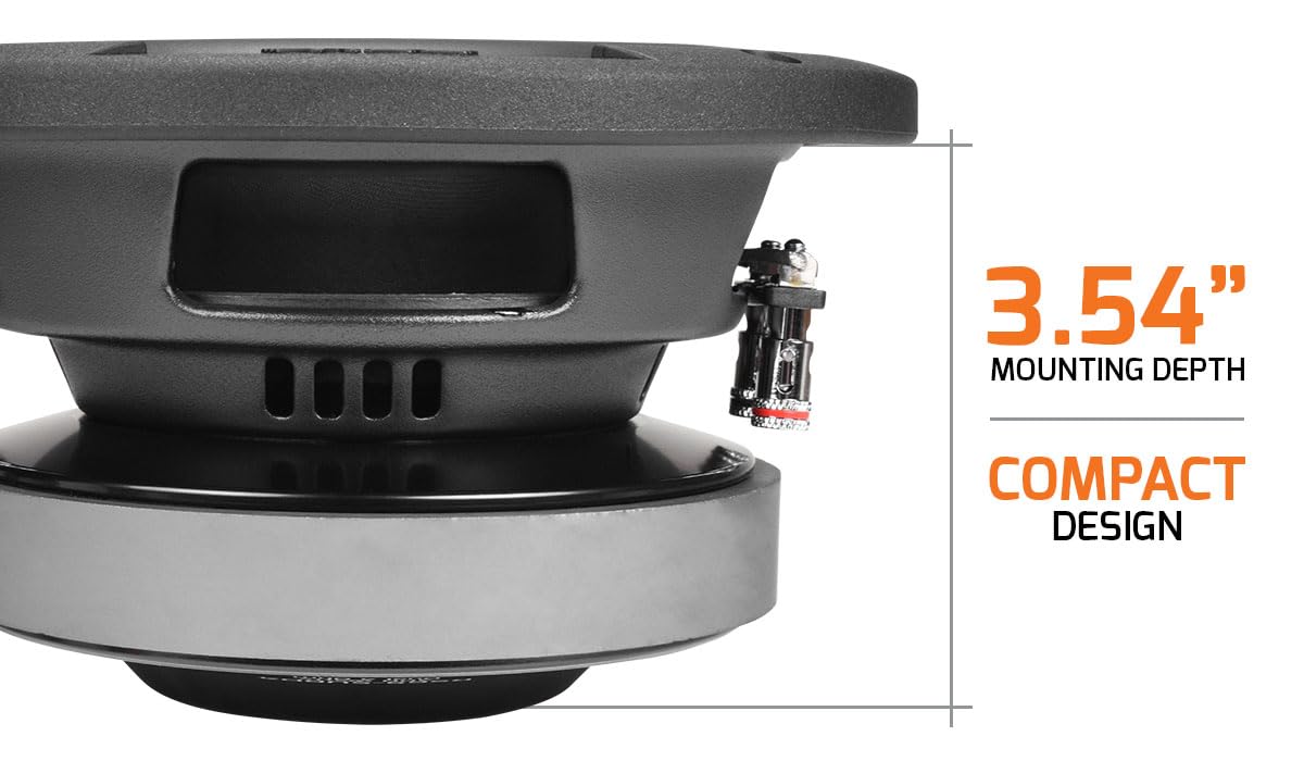 PRV AUDIO Sub D4 de 6.5 pulgadas de 600 vatios de potencia máxima dual de 4 ohmios, 8.75 mm Xmax, RS65-SUBD4, bobina de voz de 2 pulgadas, subwoofer de coche poco profundo de 6.5 pulgadas delgado para