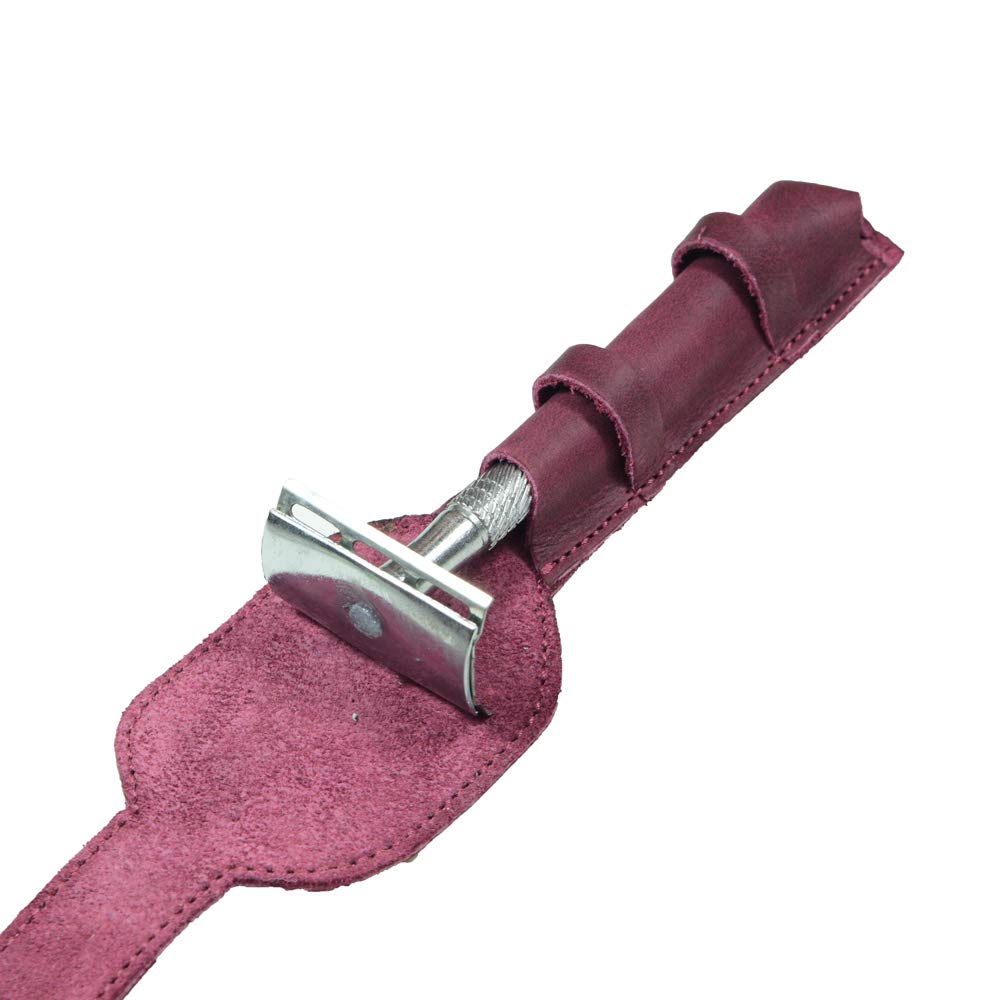 Hide & Drink, Funda protectora de cuero de doble filo de seguridad, bolsa de viaje para afeitar, hecha a mano, incluye 101 años de garantía (sangría)