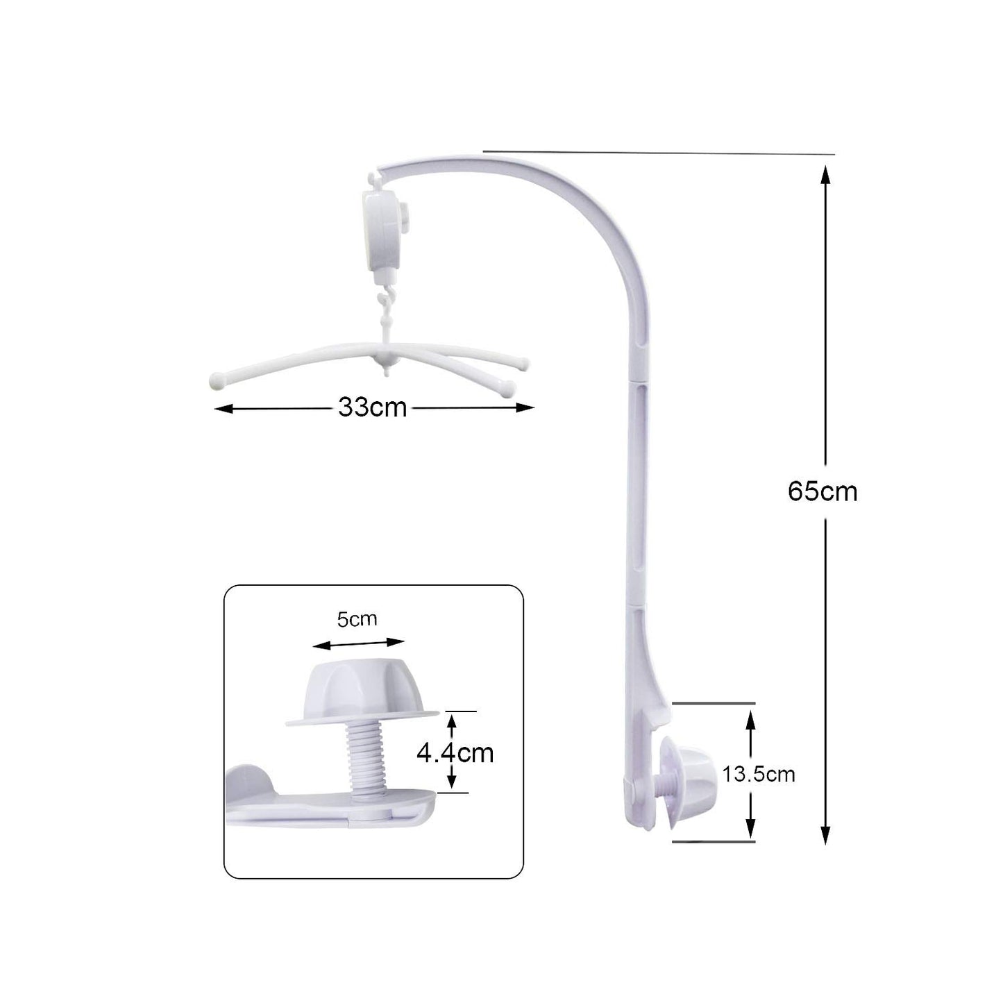 Alovexiong - Caja de música para cuna de bebé (66 cm), color blanco