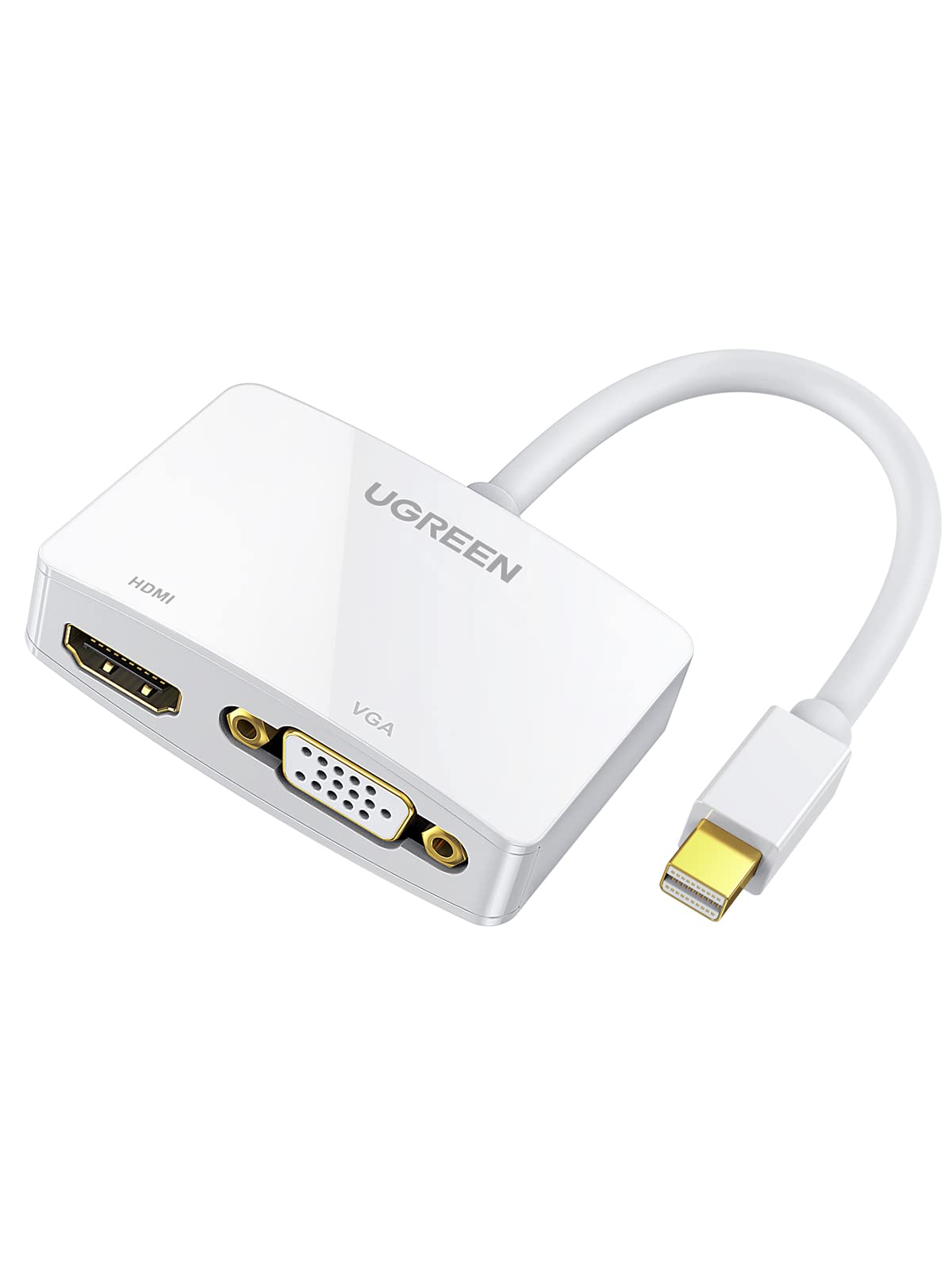 Adaptador Mini DisplayPort Thunderbolt UGREEN Blanco Alta Resolución para Macbook, iMac, Microsoft Surface Pro, Thinkpad X1 Carbon Touch Helix