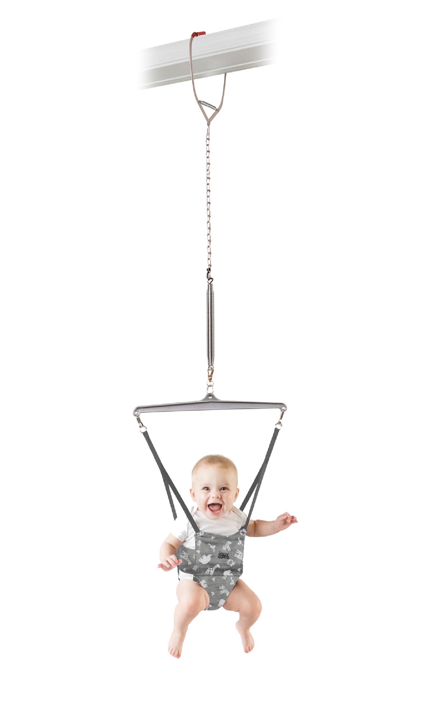 Jolly Jumper *Iconic* – Nuevo sillín Safari gris – El ejercitador original para bebé. Trusted by Parents and Loved by Babies durante más de 75 años