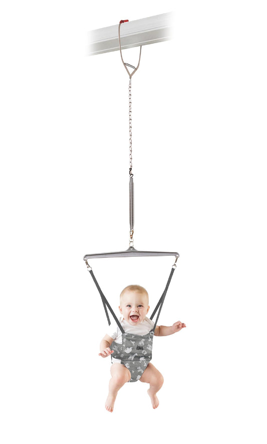Jolly Jumper *Iconic* – Nuevo sillín Safari gris – El ejercitador original para bebé. Trusted by Parents and Loved by Babies durante más de 75 años
