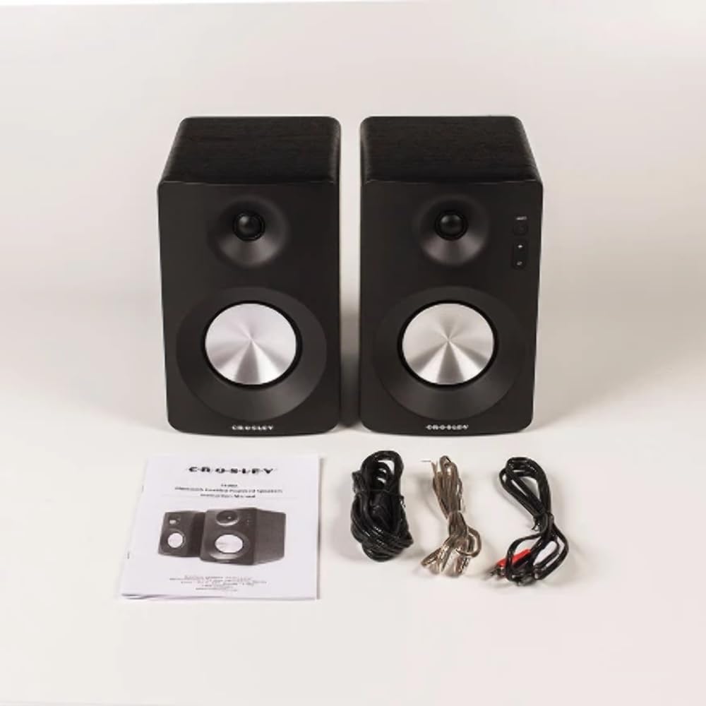 Crosley S100A-BK Altavoces estéreo con Bluetooth, Color Negro (par)