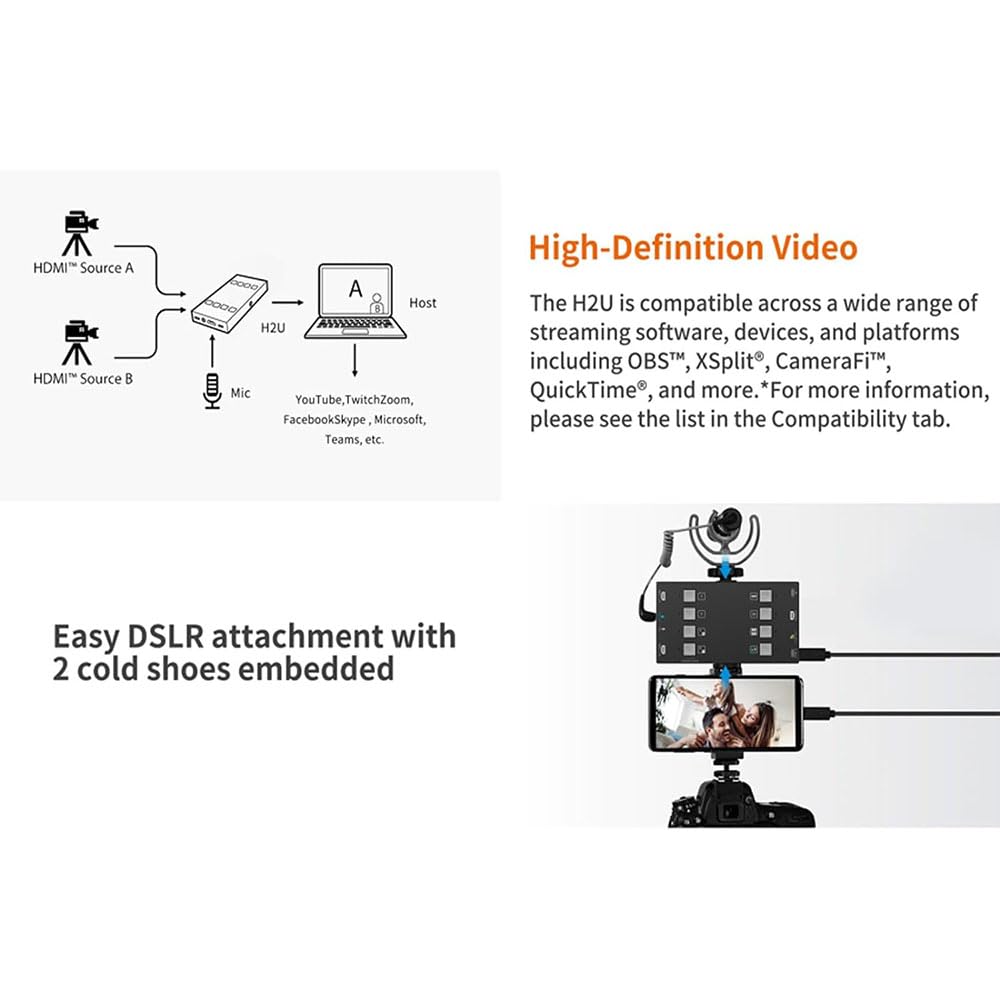 CamKoo - Tarjeta de captura de vídeo USB 3.0 4K HDMI con 2 entradas, 2 salidas, captura de dos pantallas, transmisión en vivo, HDMI a USB 3.0, dongle HD 1080P, convertidor de grabador de vídeo en vivo