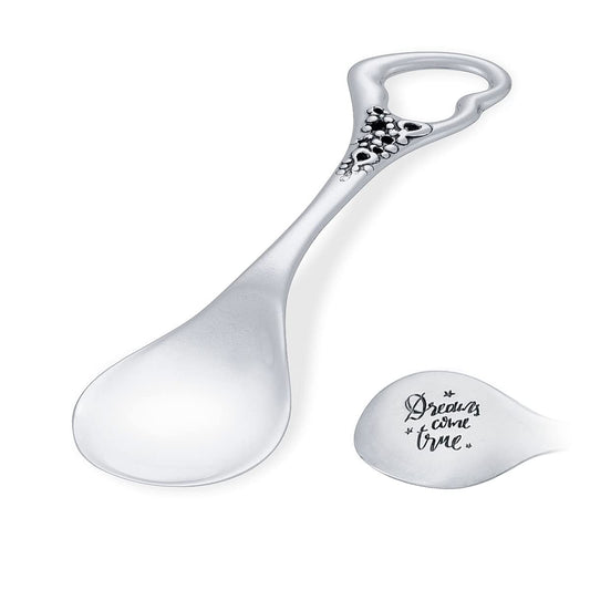 AMBEDORA Pequeña Cuchara de Plata con Grabado, Plata 925 Pulida, Idea de Regalo para Cumpleaños, Aniversario de Boda o Bautizo