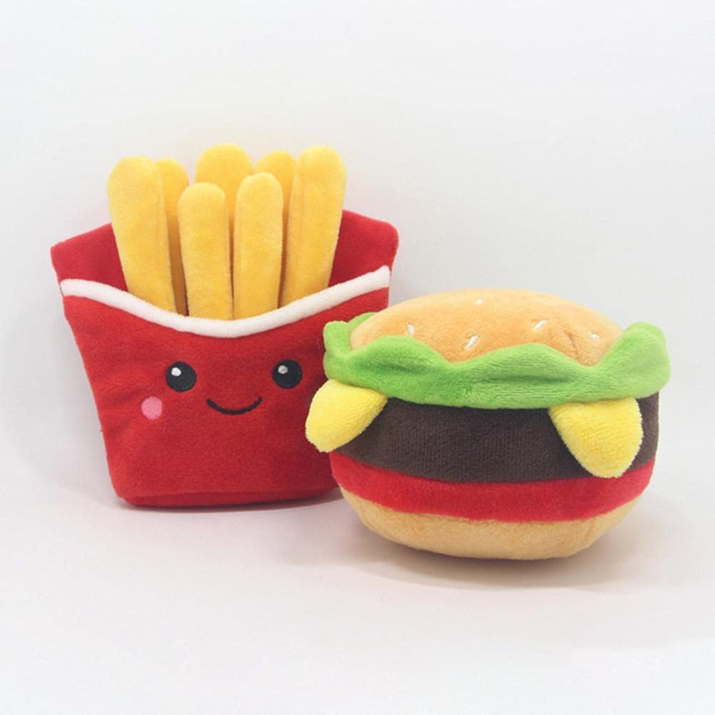 Maedack Juguetes para perros – Duradero, relleno, lindo juguete para masticar y buscar perros – hamburguesas, papas fritas, pizza, batidos (pizza)