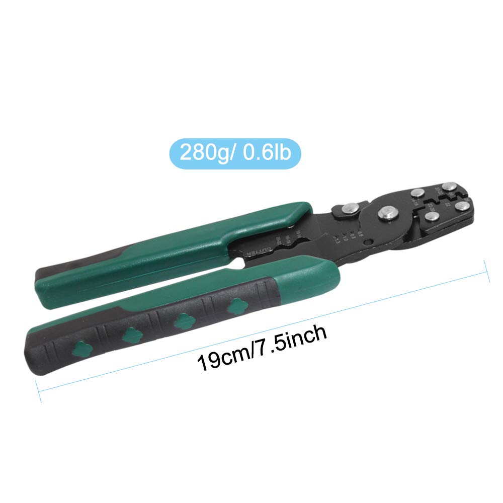Herramientas de extracción de terminales de pines de 18 piezas con crimpadora de terminal de barril abierto, extracción de terminales automáticas findTop y crimpadora de terminales de 24-14 AWG para pin de terminal de conector de cable automático para aut