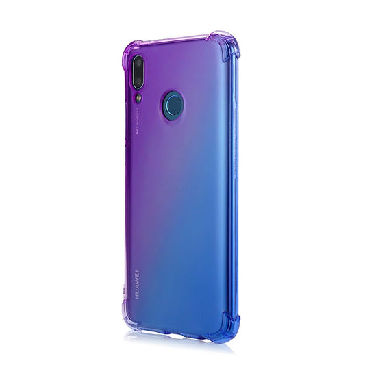 DABUNA Funda para Huawei Y9 2019 Case Uso Rudo,Transparente Colores Degradados Protectora de Cámara Anticaída Carcasa Bumper(Púrpura Azul)