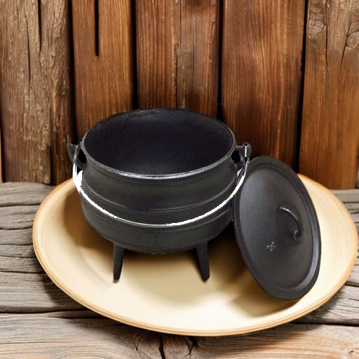 Cuisiland - Olla de caldero Potjie de hierro fundido de 8.5 cuartos con tapa y 3 patas, olla de fogata presazonada de estilo sudafricano para cocinar al aire última intervensión, sopas, guisos y