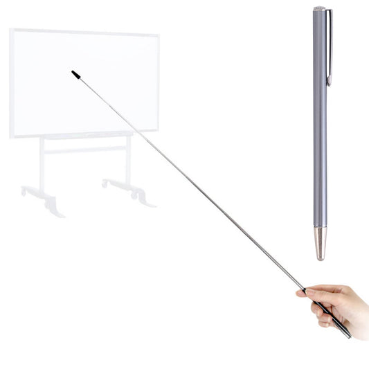 DAITET Puntero telescópico para Profesores, Palo de enseñanza para Aula, Puntero retráctil de Mano de Metal, Longitud extendida de 25 Pulgadas, Puntero de pizarrón Blanca (Gris Azul)