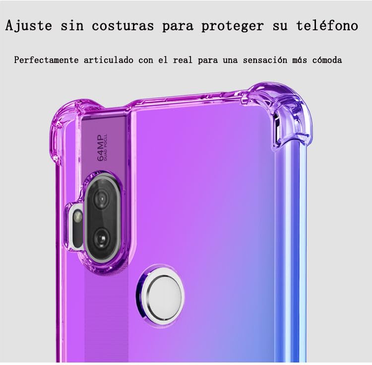 DABUNA Funda para Moto One Hyper Case Uso Rudo,Transparente Colores Degradados Protectora de Cámara Anticaída Carcasa Bumper(Púrpura Azul)